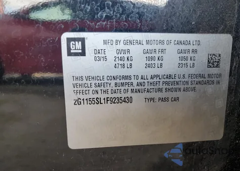 2015 Chevrolet Impala Ltz from USA, damaged, VIN 2G1155SL1F9235430